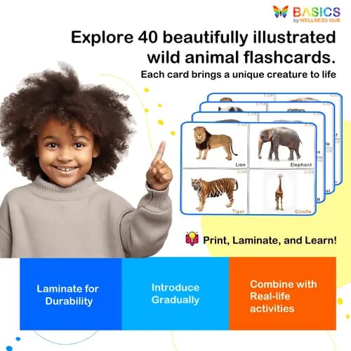 Wild Animals Flashcards for Kids: Free Printable PDF