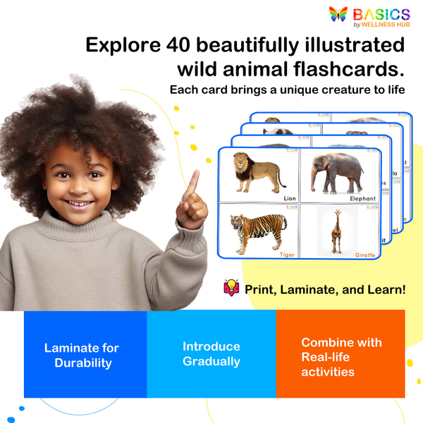 discover 60 vibrate flash cards - wild animals flashcards