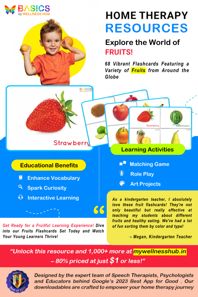 home therapy resources - fruits flashcards for kids